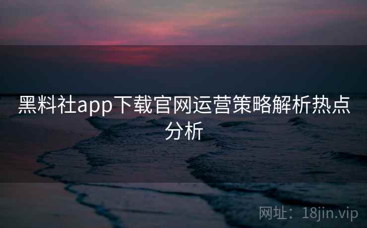 黑料社app下载官网运营策略解析热点分析