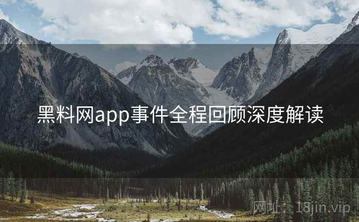 黑料网app事件全程回顾深度解读